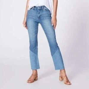 Paige Contrast Colette Crop Flare Twisted Panel Jeans